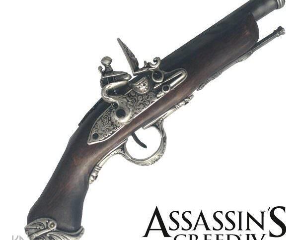 Medioevo Assassin'S Creed Iv 4 Black Flag Edward Kenway'S Pistol Gun With Decorated Barrel Collectibles Replica