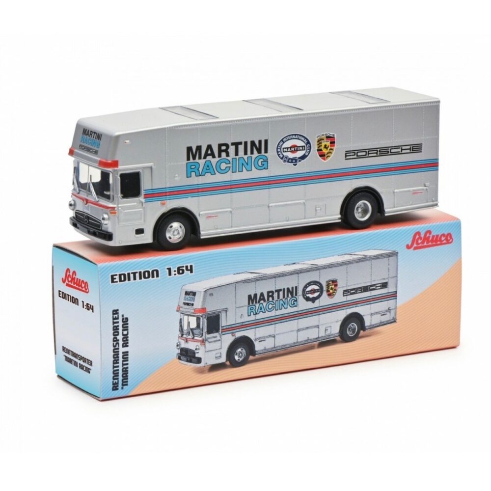 ماکت فلزی مرسدس بنز O 317 ویژه حمل ماشین مسابقه ای پورشه Martini Racing livery